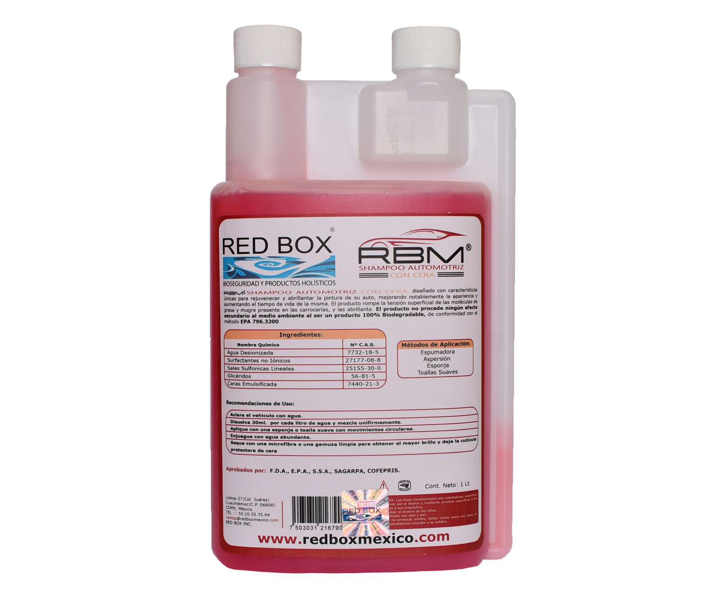 Shampoo Automotriz con Cera RBM | Red Box Mexico